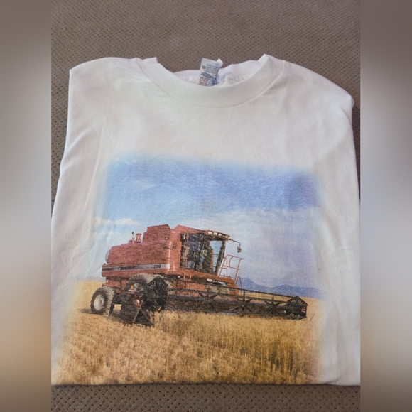 NWOT VINTAGE 90'S MEN'S HANES BEEFY-T TEE WHITE T-SHIRT 100% COTTON Case IH - Picture 12 of 14